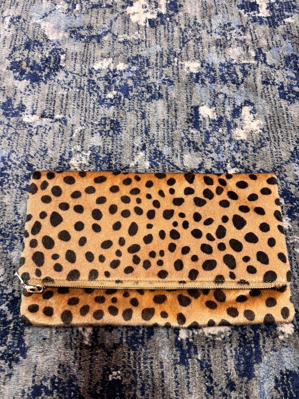 Unbranded Leopard Print Faux Fur Foldover Clutch